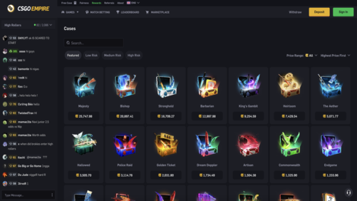 CSGO Empire Website - Platformă gaming și trading creată cu tehnologii moderne de iWeb Digital